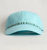aqua dad hat - green white checks