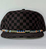 black checkerboard flat brim hat - earth band