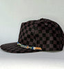 black checkerboard flat brim hat - earth band