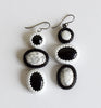 triple stone drop earrings - black and white