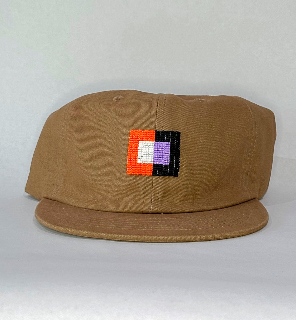 camel flat brim hat - albers black patch