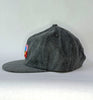 washed black flat brim hat - albers red patch