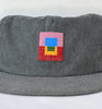 washed black flat brim hat - albers red patch