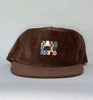 chocolate cord flat brim hat - quilt patch
