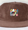 chocolate cord flat brim hat - quilt patch