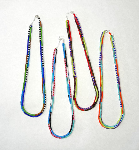 bigger bead mix stripe necklace - all colors