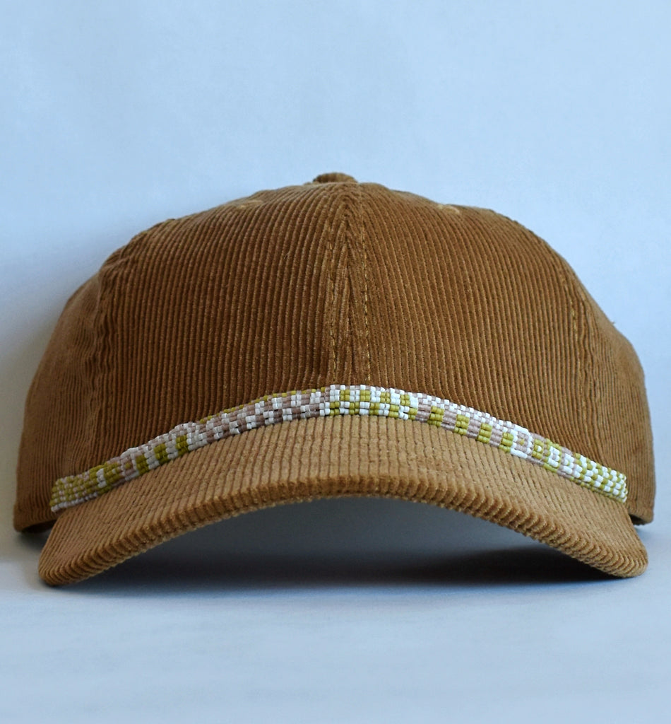 dune cord dad hat - pink, white, green checker