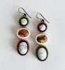 triple stone drop earrings - earthy