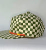 green checkerboard flat brim hat - bright band