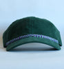 green cord dad hat - purple aqua checker