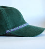 green cord dad hat - purple aqua checker