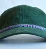 green cord dad hat - purple aqua checker
