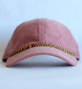 mauve cord dad hat - magenta lime checker