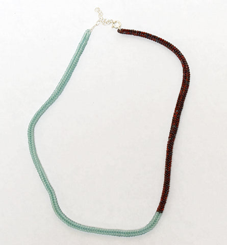 narrow duo necklace - seafoam and red picasso
