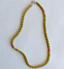 narrow patterns necklace - hot pink and lime green