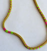 narrow patterns necklace - hot pink and lime green