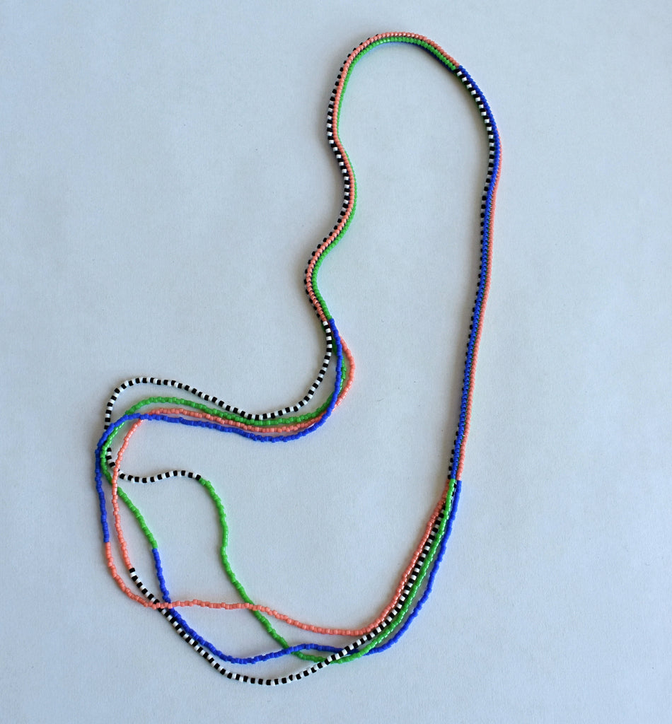 narrow rope strand blocks necklace - spring