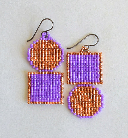 outline sausalito earrings - purple rose gold