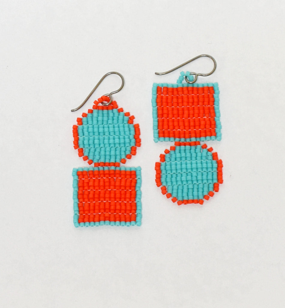 outline sausalito earrings - turquoise paprika