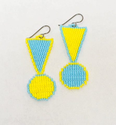 outline tiburon earrings - blue yellow