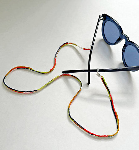 glasses leash - red mixed stripes