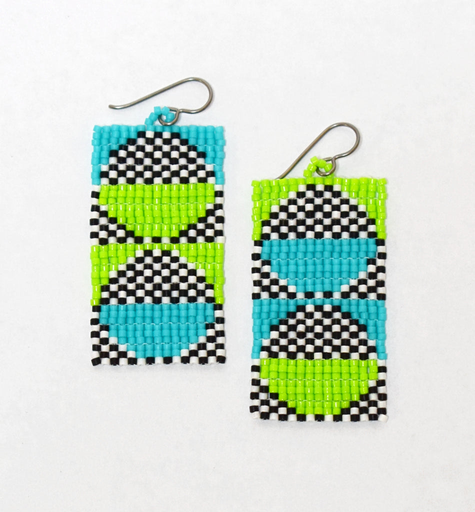 short split circle earrings - lime turquoise