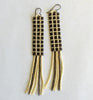 windowpane fringe earrings - grey