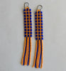 windowpane fringe earrings - indigo