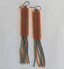 windowpane fringe earrings - orange