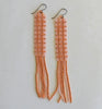 windowpane fringe earrings - soft pink