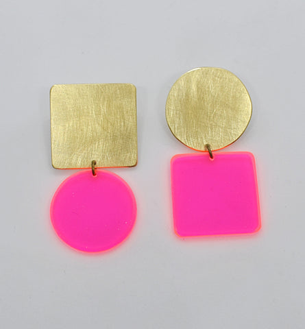 Sausalito Earrings - Neon Pink Transparent *