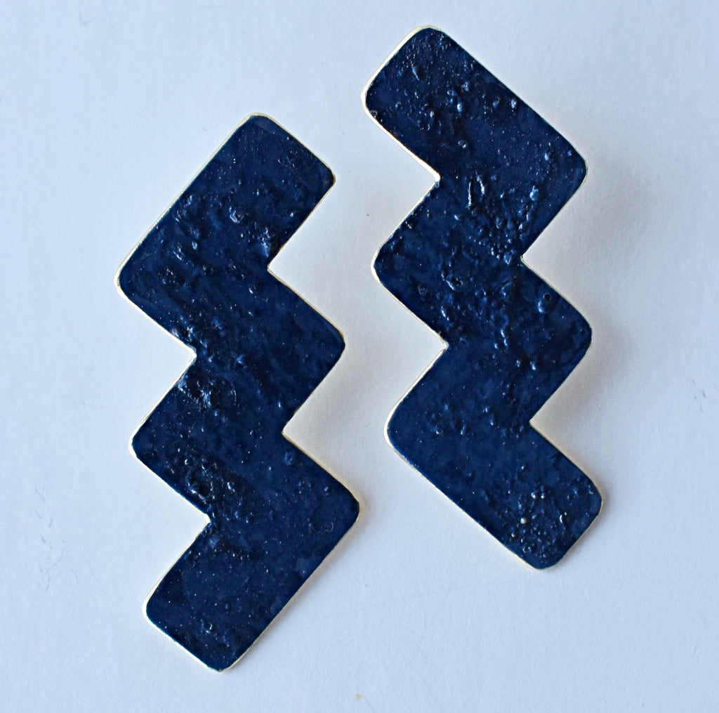 bolt earrings - navy