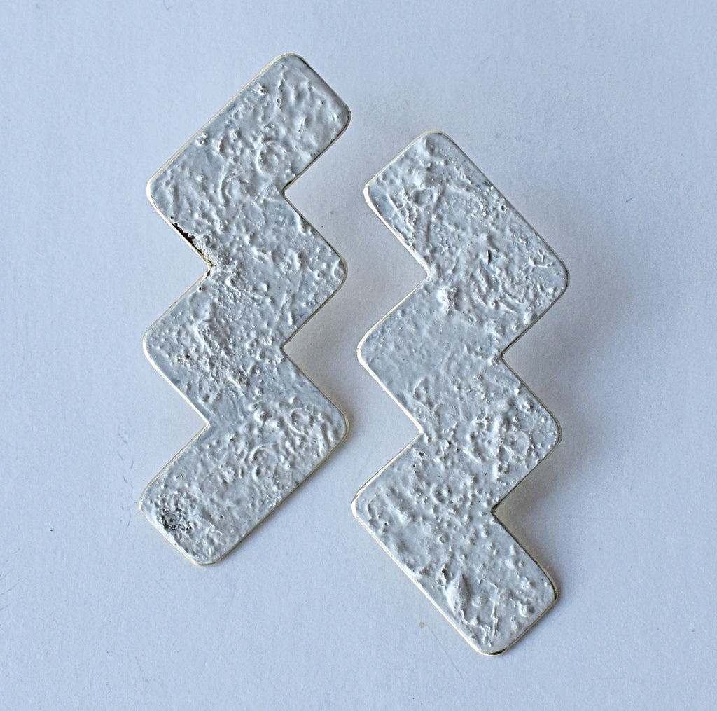 bolt earrings - white