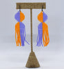 arc fringe earrings - orange, purple