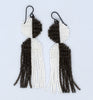 arc fringe earrings - white, grey