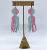 arc fringe earrings - purple, green