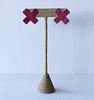 cross stitch earrings - magenta