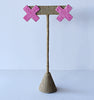 cross stitch earrings - pink