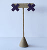 cross stitch earrings - deep purple
