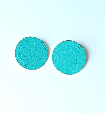 disc earrings - teal