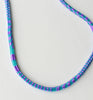 narrow patterns necklace - purple and turquoise *