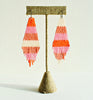 stripes diamond fringe earrings - pink