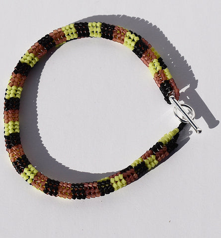 blocks rope bracelet - black, brown, lime