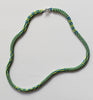Toggle mixed pattern rope necklace - blue, lime green