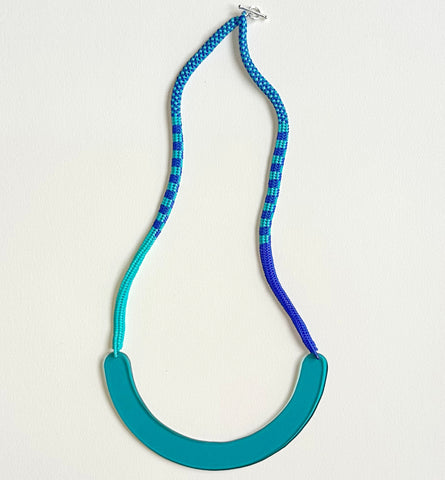patterned semi rope necklace - turquoise