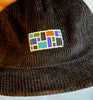 black cord flat brim hat - cool mosaic patch