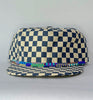 blue checkerboard flat brim hat - cool band