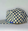 blue checkerboard flat brim hat - cool band