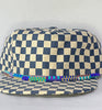 blue checkerboard flat brim hat - cool band