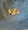 blue cord flat brim hat - bright memphis patch